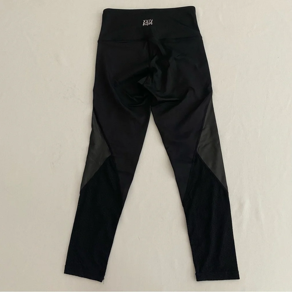 XXIV Active Women’s Strike Leggings XS 7/8 High Waisted Mesh Panels Gym Yoga